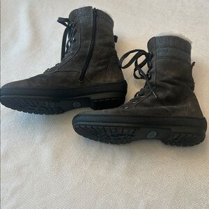 Dirndl + Bua Gray Suede Boots for Women’s With Shearling-Lined Size 8